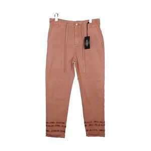 NWT Driftwood Mauve Embroidered Stitch Cuffed Leg Khaki Pants Size L Drawstring